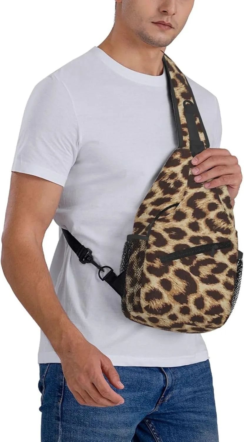 rainbow cheetah Sling Bag Adjustable Crossbody Bag Casual Chest Bags Travel Shoulder Backpack For Women Men