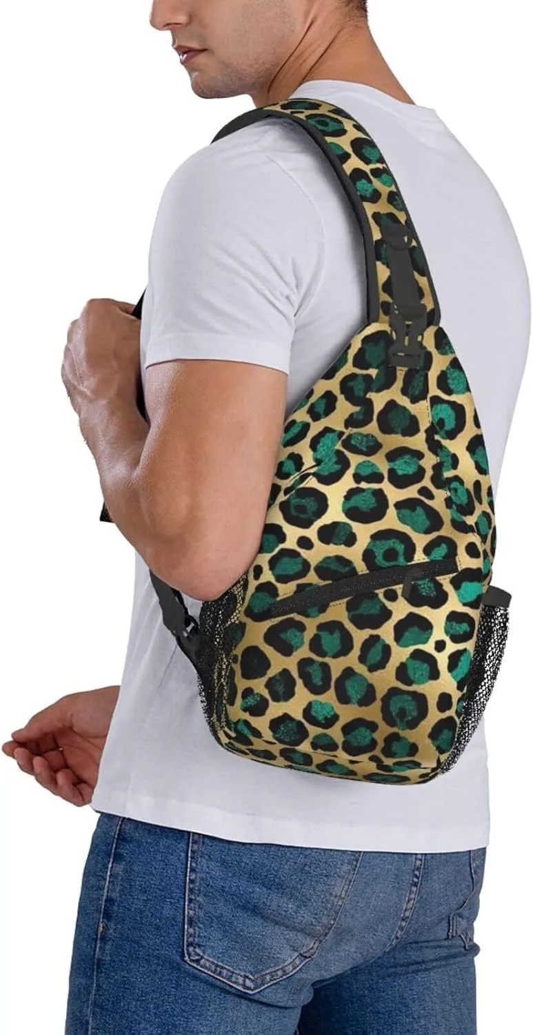 rainbow cheetah Sling Bag Adjustable Crossbody Bag Casual Chest Bags Travel Shoulder Backpack For Women Men