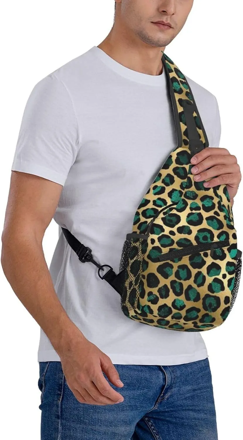 rainbow cheetah Sling Bag Adjustable Crossbody Bag Casual Chest Bags Travel Shoulder Backpack For Women Men