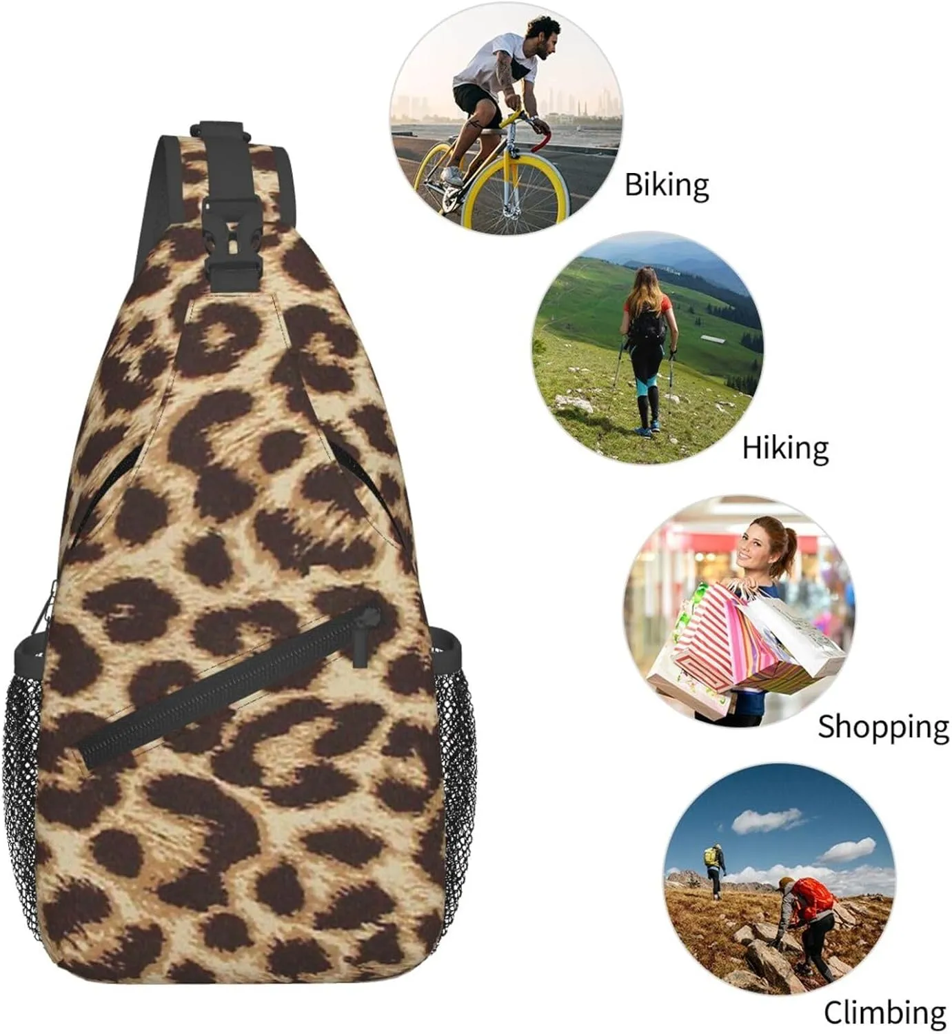 rainbow cheetah Sling Bag Adjustable Crossbody Bag Casual Chest Bags Travel Shoulder Backpack For Women Men