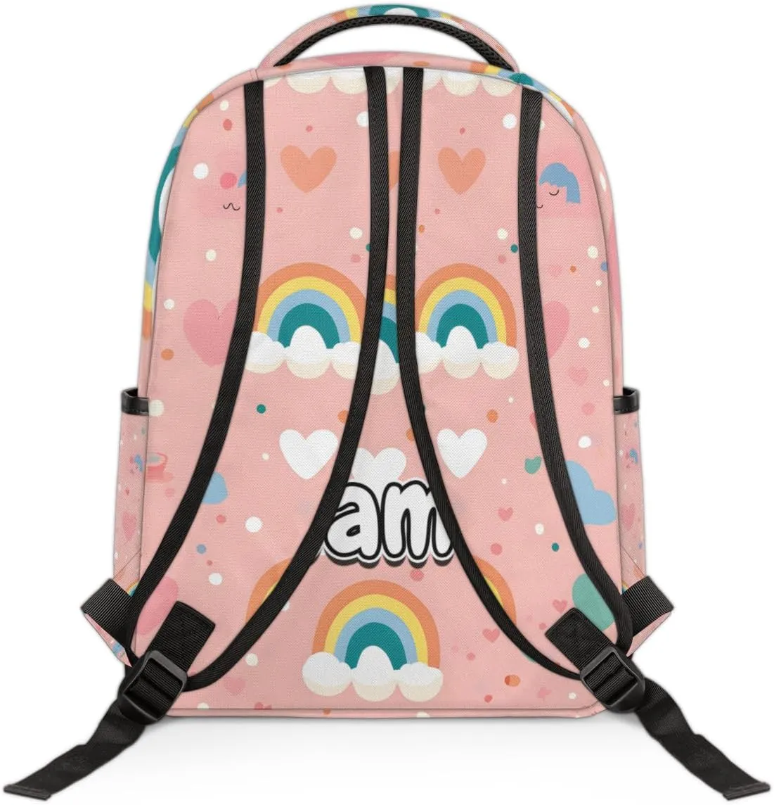 Rainbow Cloud Themed Personalized Laptop Backpack with Name Custom Shoulder Bags for Women Men Waterproof Travel Casual Daypack Laptop Bag Gifts 16.1in
