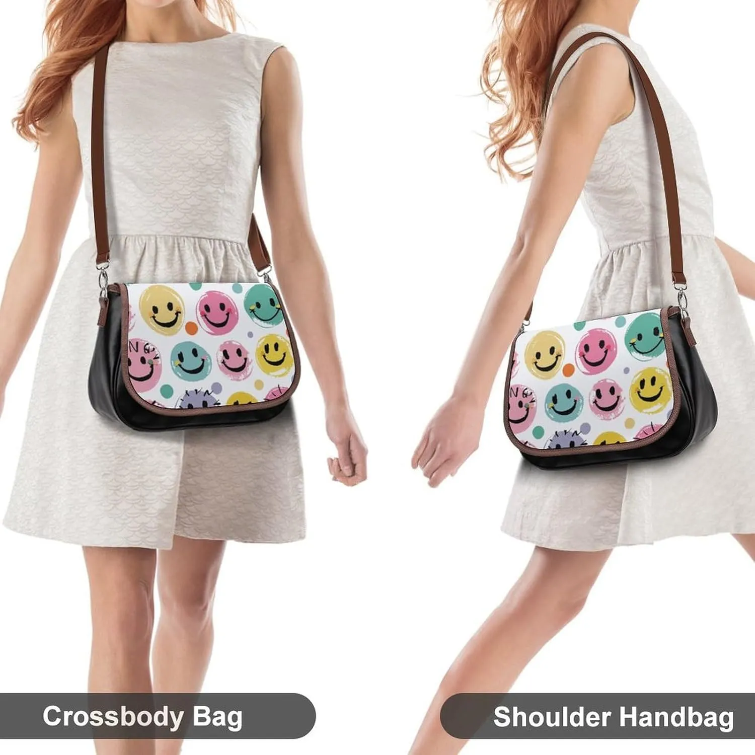 Rainbow Color Plaid-png Crossbody Bags for Women Travel Shoulder Bag Small Leather Cross Body Handbags