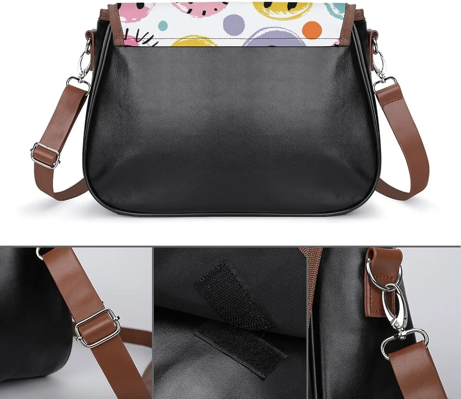 Rainbow Color Plaid-png Crossbody Bags for Women Travel Shoulder Bag Small Leather Cross Body Handbags