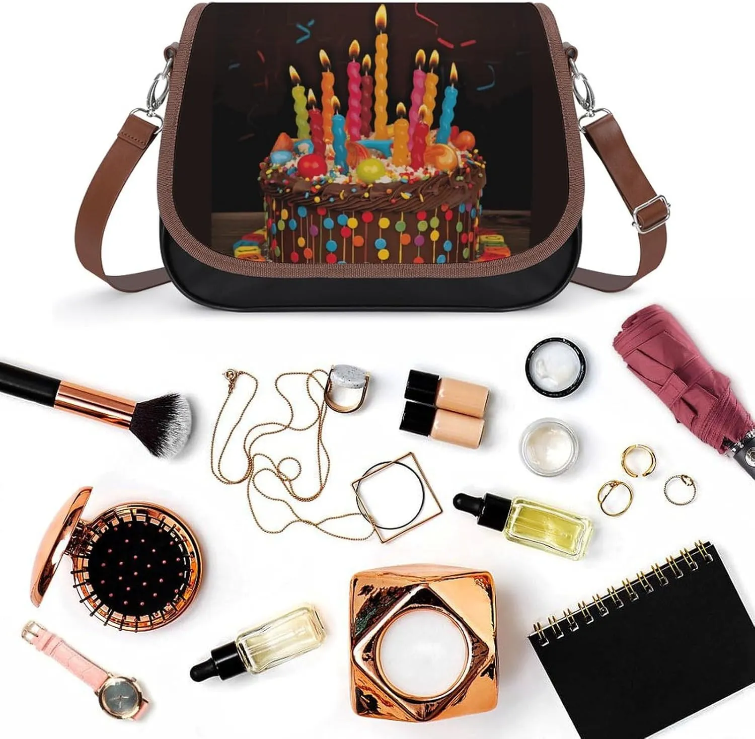 Rainbow Color Plaid-png Crossbody Bags for Women Travel Shoulder Bag Small Leather Cross Body Handbags
