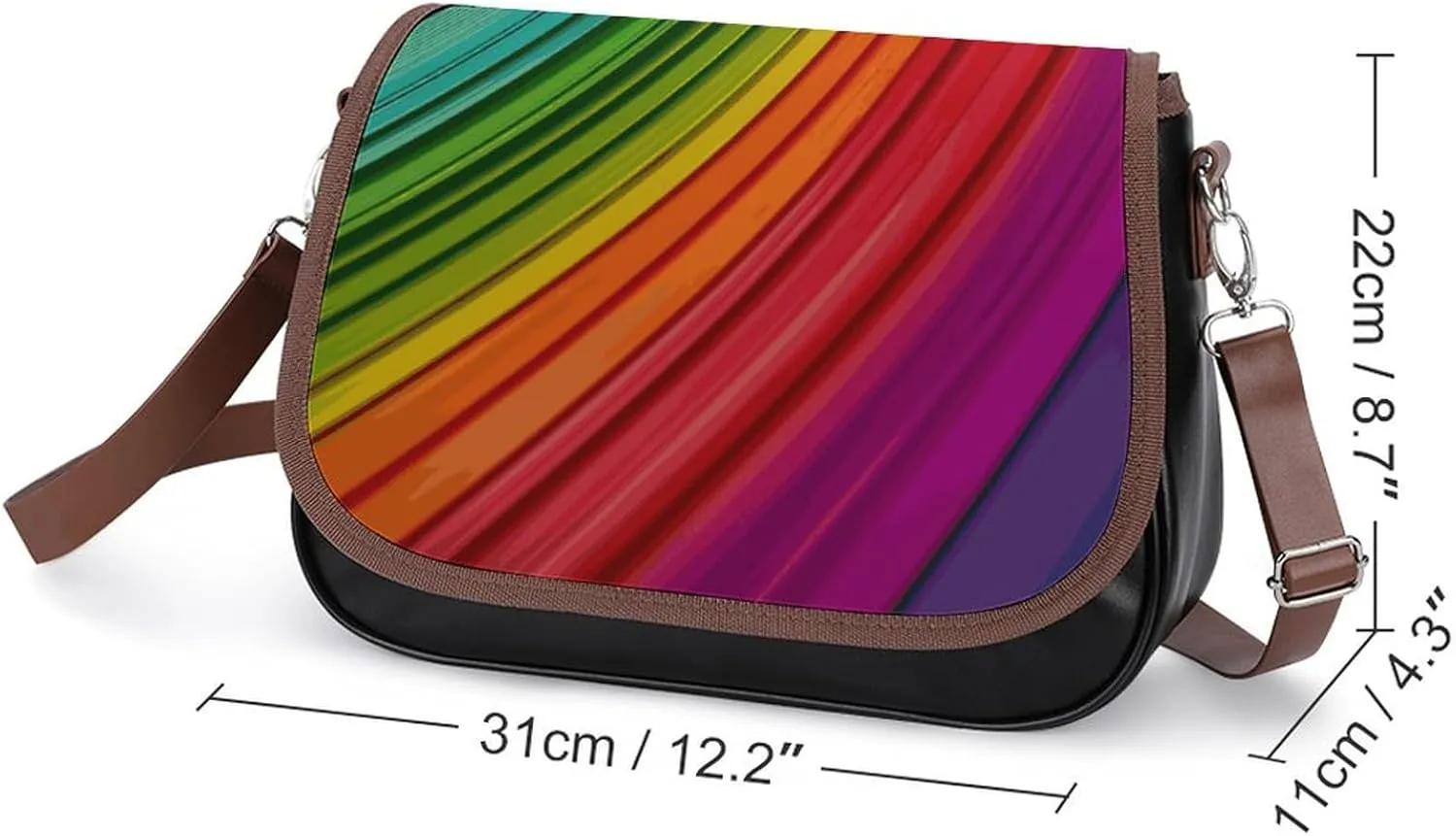 Rainbow Color Stripe Crossbody Bags for Women Travel Shoulder Bag Small Leather Cross Body Handbags