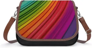 Rainbow Color Stripe Crossbody Bags for Women Travel Shoulder Bag Small Leather Cross Body Handbags