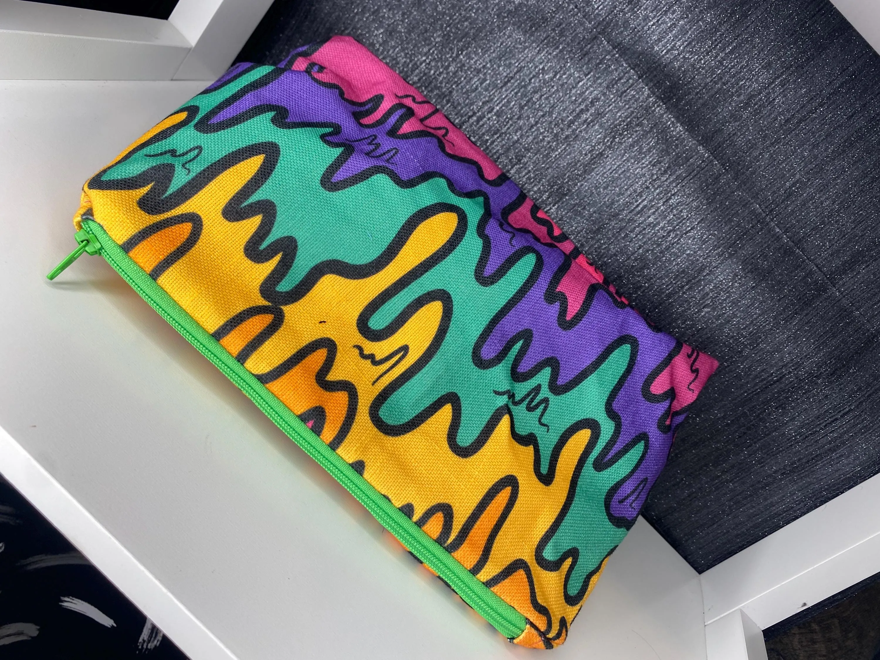 Rainbow drip makeup zipped bag, accessories bag, wash bag, medicine bag, travel makeup bag, cosmetic pouch, toiletry bag, paint splash