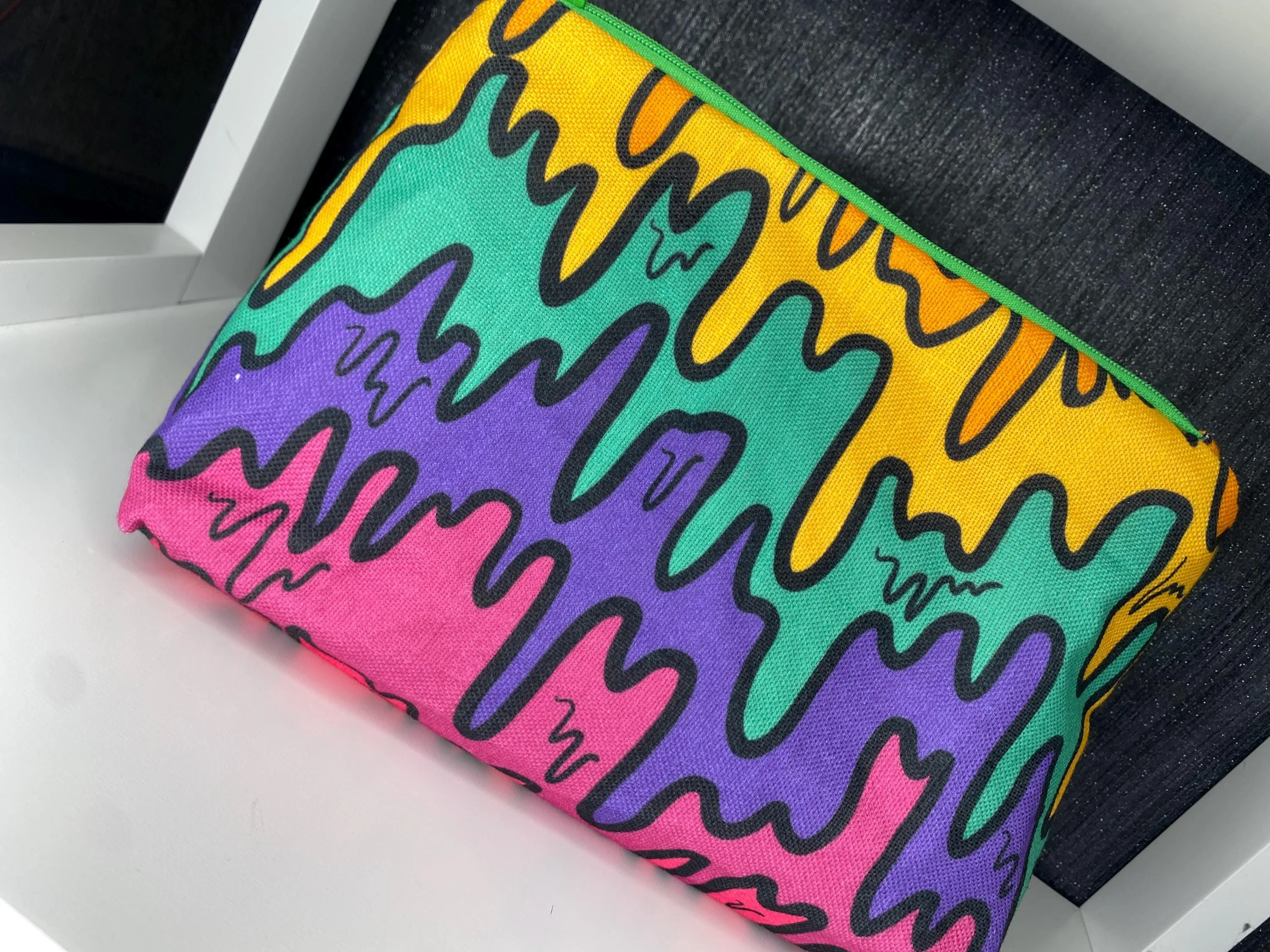 Rainbow drip makeup zipped bag, accessories bag, wash bag, medicine bag, travel makeup bag, cosmetic pouch, toiletry bag, paint splash