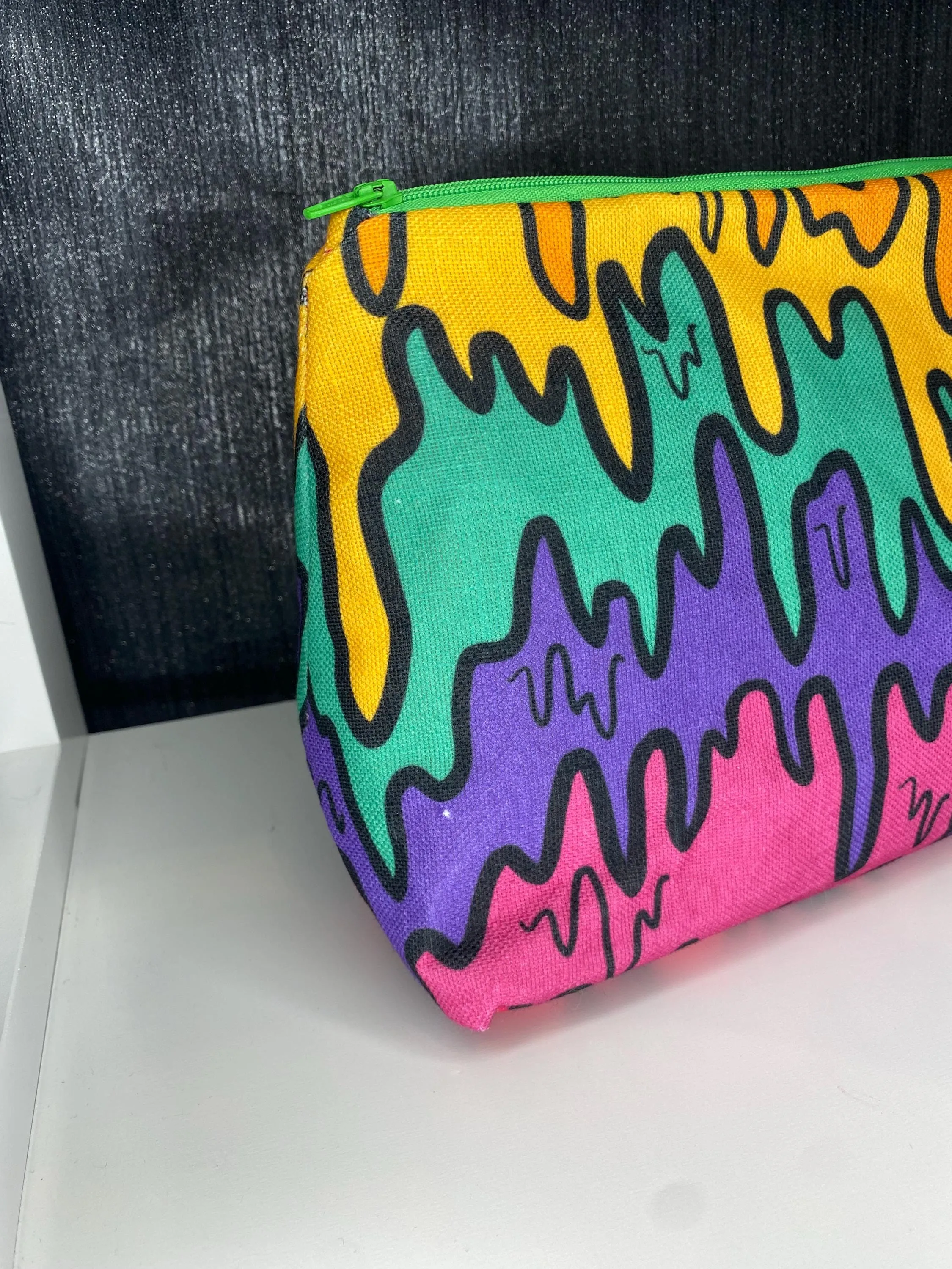 Rainbow drip makeup zipped bag, accessories bag, wash bag, medicine bag, travel makeup bag, cosmetic pouch, toiletry bag, paint splash