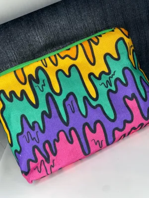Rainbow drip makeup zipped bag, accessories bag, wash bag, medicine bag, travel makeup bag, cosmetic pouch, toiletry bag, paint splash