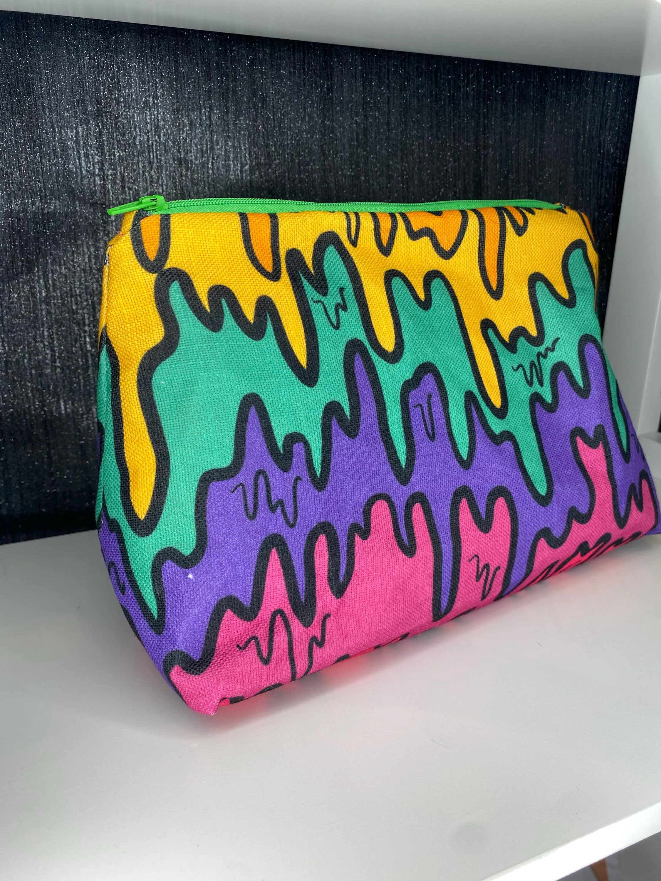 Rainbow drip makeup zipped bag, accessories bag, wash bag, medicine bag, travel makeup bag, cosmetic pouch, toiletry bag, paint splash