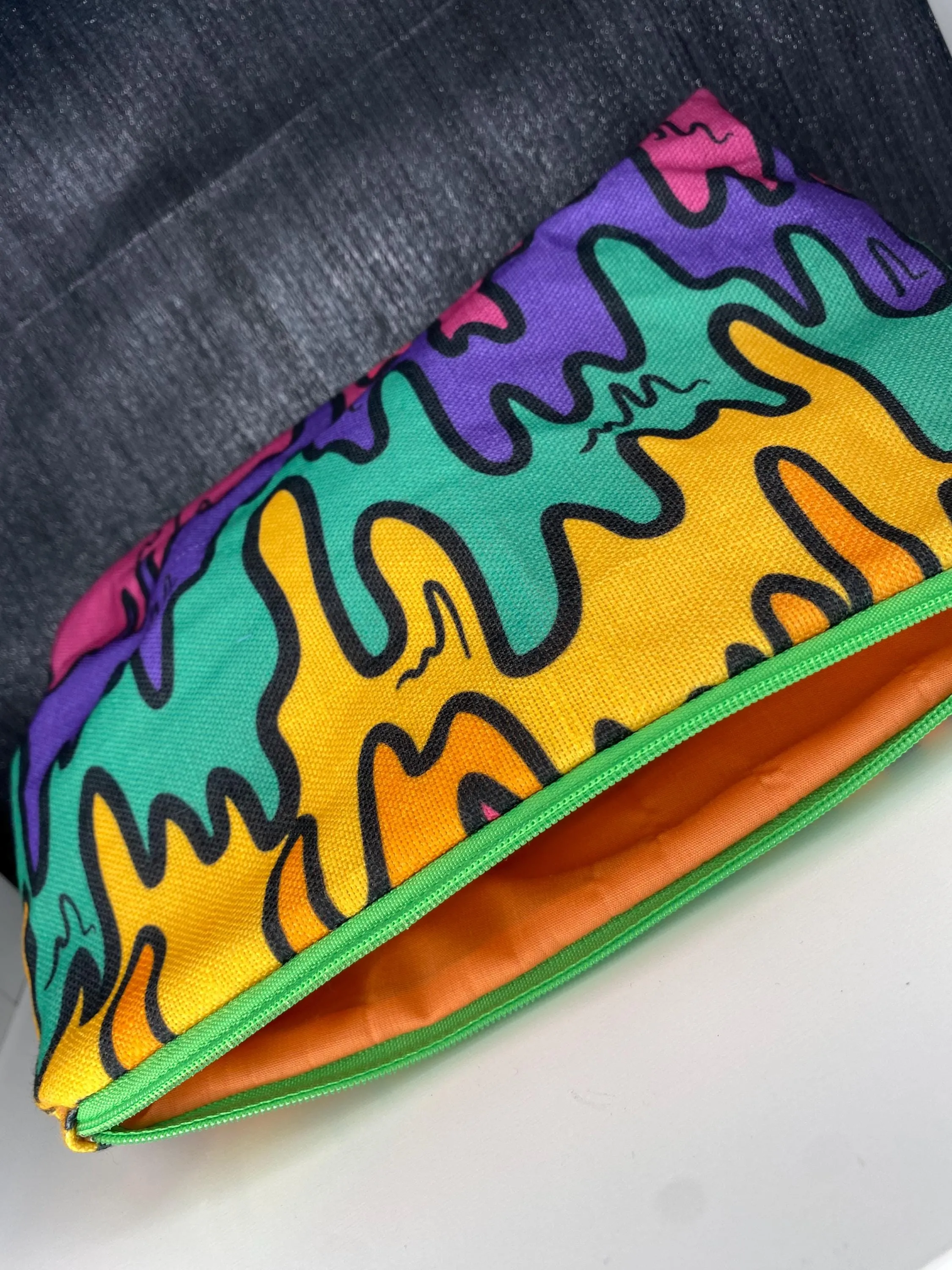 Rainbow drip makeup zipped bag, accessories bag, wash bag, medicine bag, travel makeup bag, cosmetic pouch, toiletry bag, paint splash