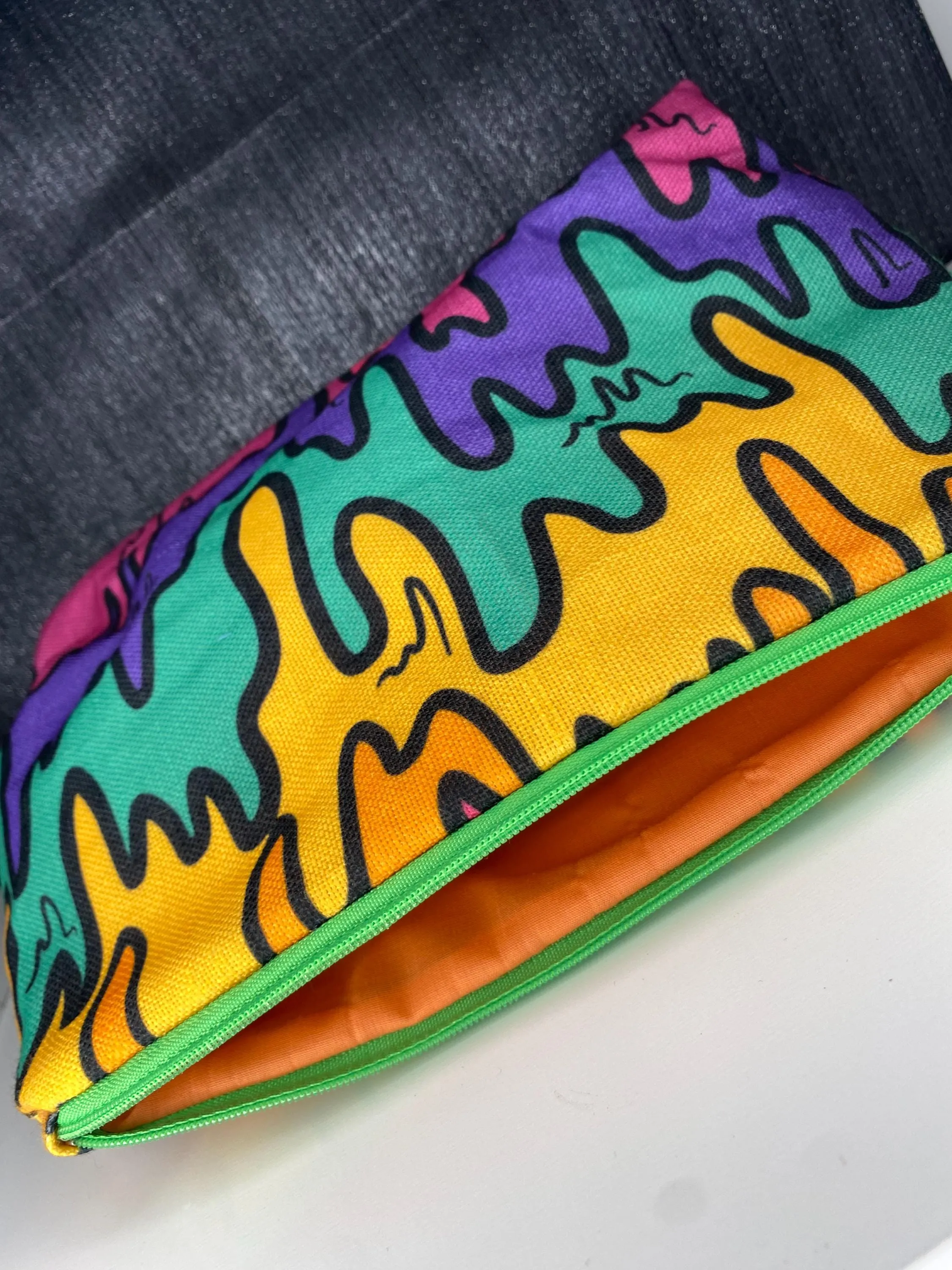 Rainbow drip makeup zipped bag, accessories bag, wash bag, medicine bag, travel makeup bag, cosmetic pouch, toiletry bag, paint splash