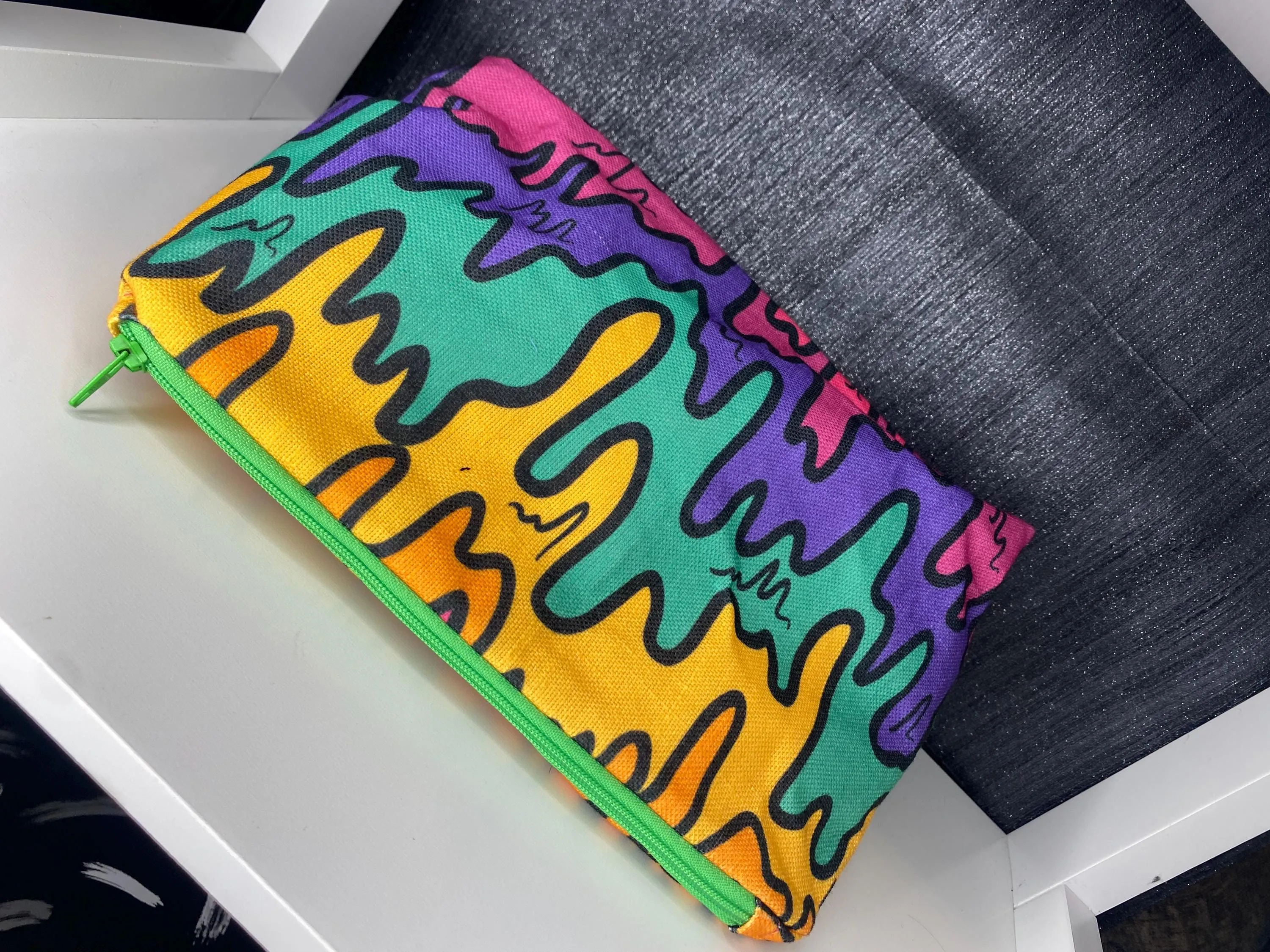 Rainbow drip makeup zipped bag, accessories bag, wash bag, medicine bag, travel makeup bag, cosmetic pouch, toiletry bag, paint splash