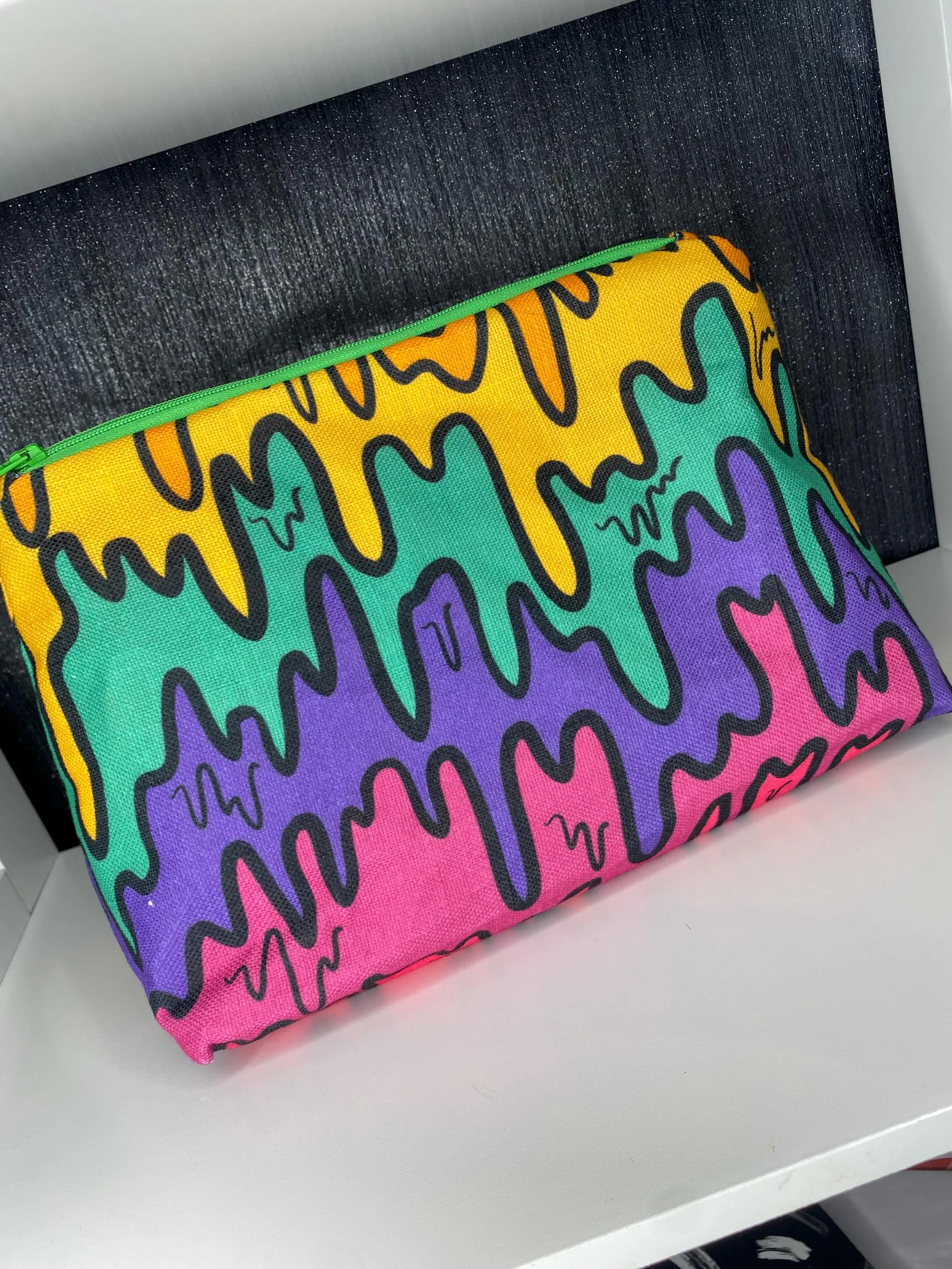 Rainbow drip makeup zipped bag, accessories bag, wash bag, medicine bag, travel makeup bag, cosmetic pouch, toiletry bag, paint splash