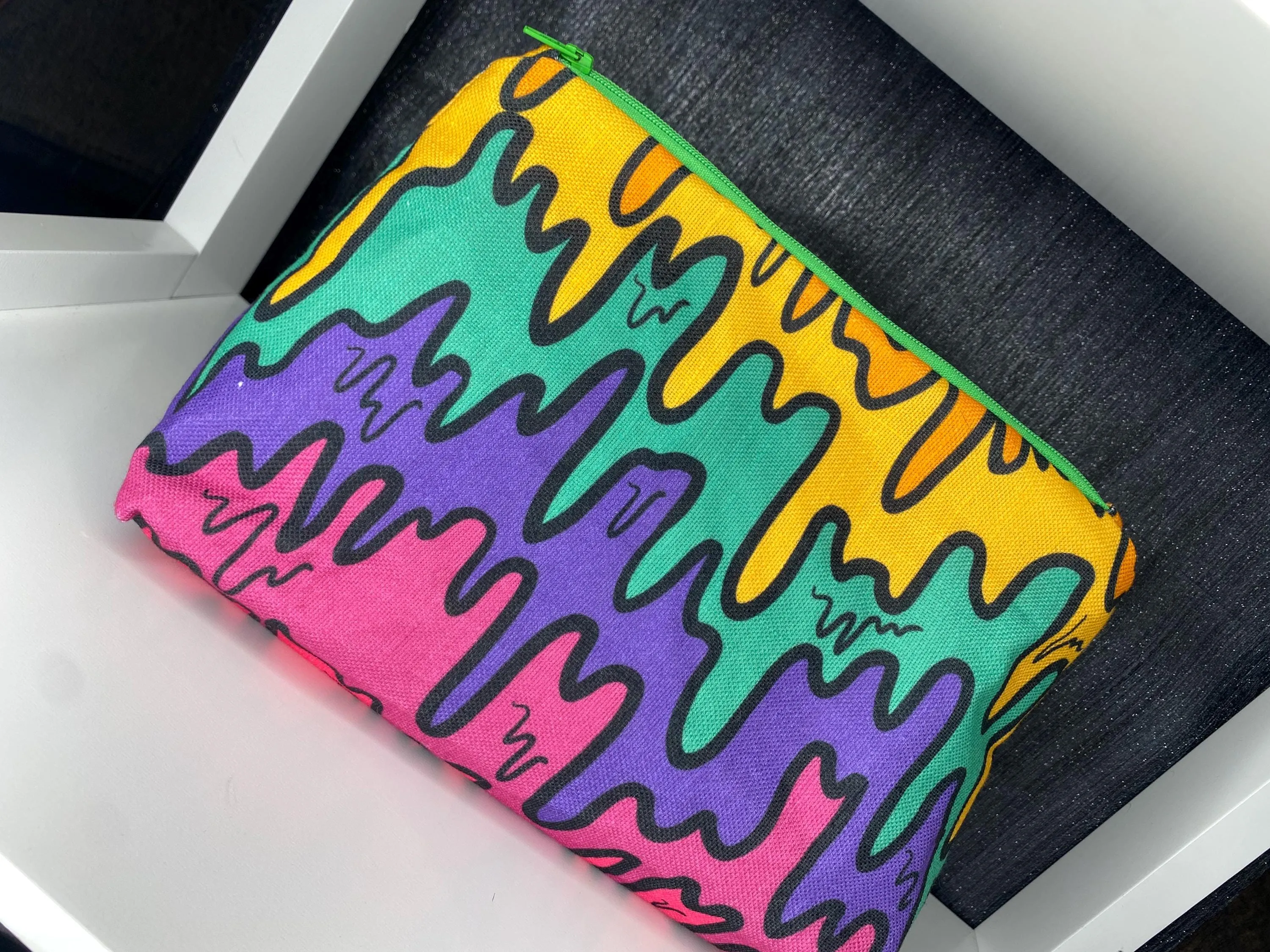Rainbow drip makeup zipped bag, accessories bag, wash bag, medicine bag, travel makeup bag, cosmetic pouch, toiletry bag, paint splash