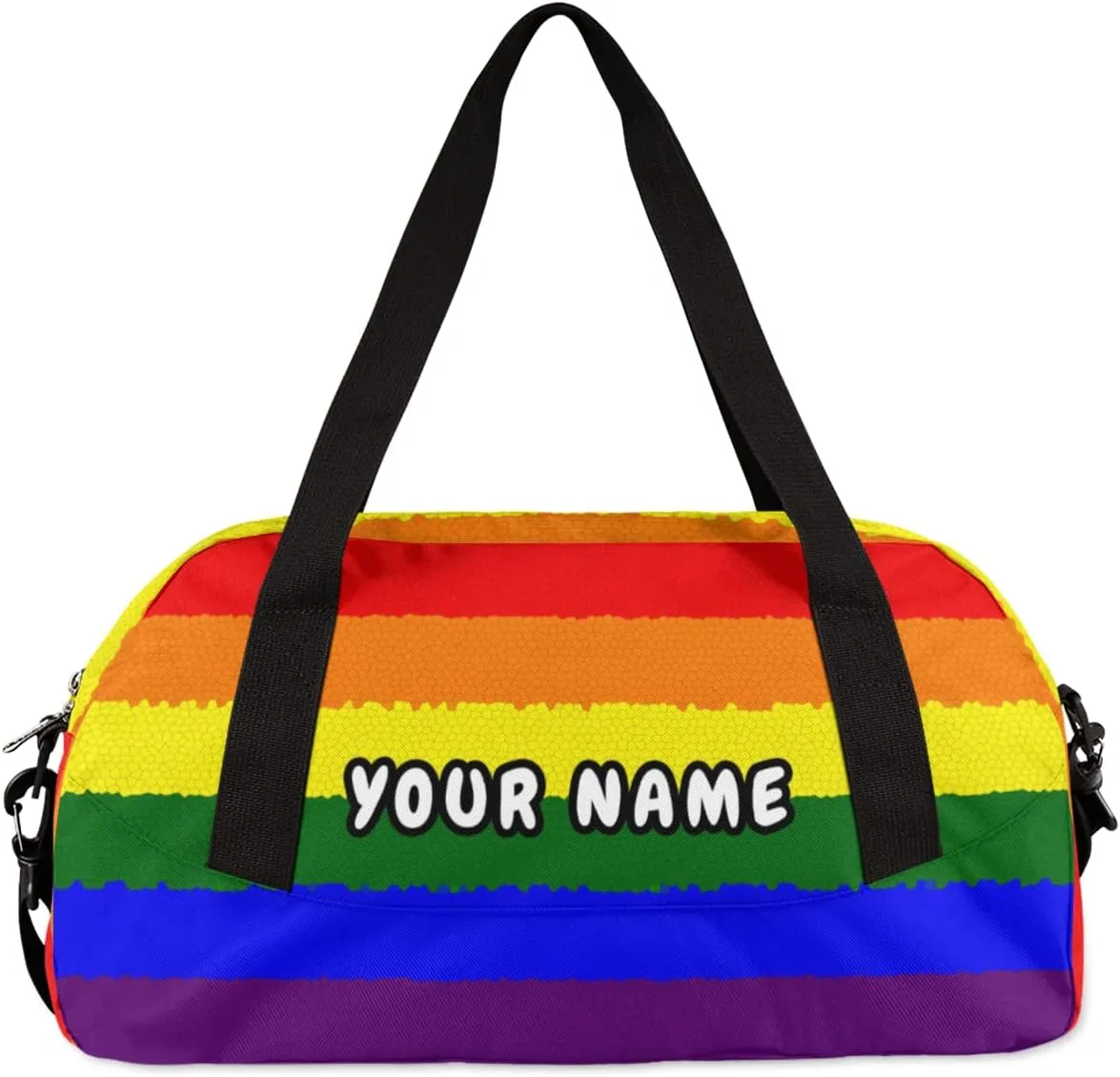 Rainbow Flag Personalized Kids Duffel Bag for Girls Boys, Rainbow Debris Custom Name Dance Bag Overnight Small Duffel Bag Carry On Weekend Sports Travel Bag for School Practice Gymnastics Ballet