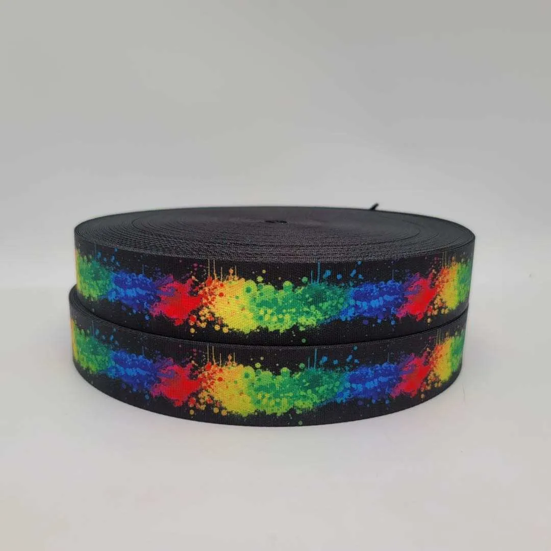 Rainbow Ink Seat Belt Webbing, bag straps, crossbody straps