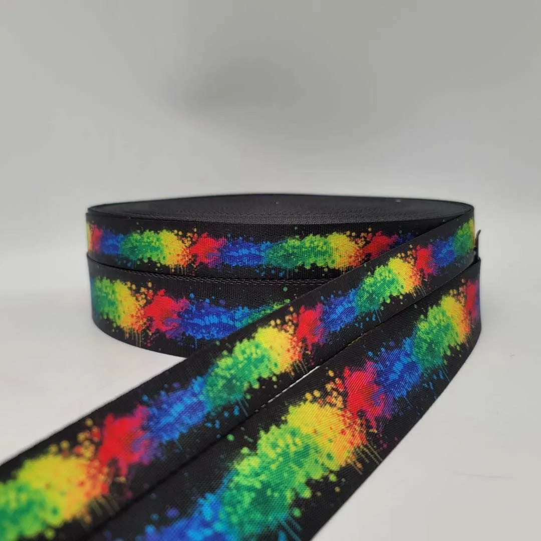 Rainbow Ink Seat Belt Webbing, bag straps, crossbody straps