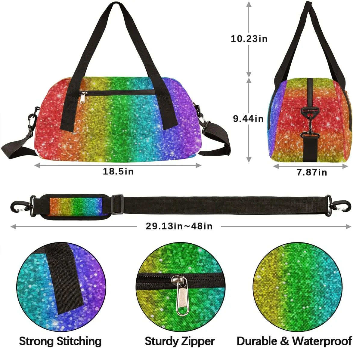 Rainbow Kids Duffel Bag for Girls Boys Teens, Rainbow Oil Painting Dance Bag Overnight Small Duffel Bag Carry On Weekend Sports Gym Travel Bag for School Practice Gymnastics Ballet
