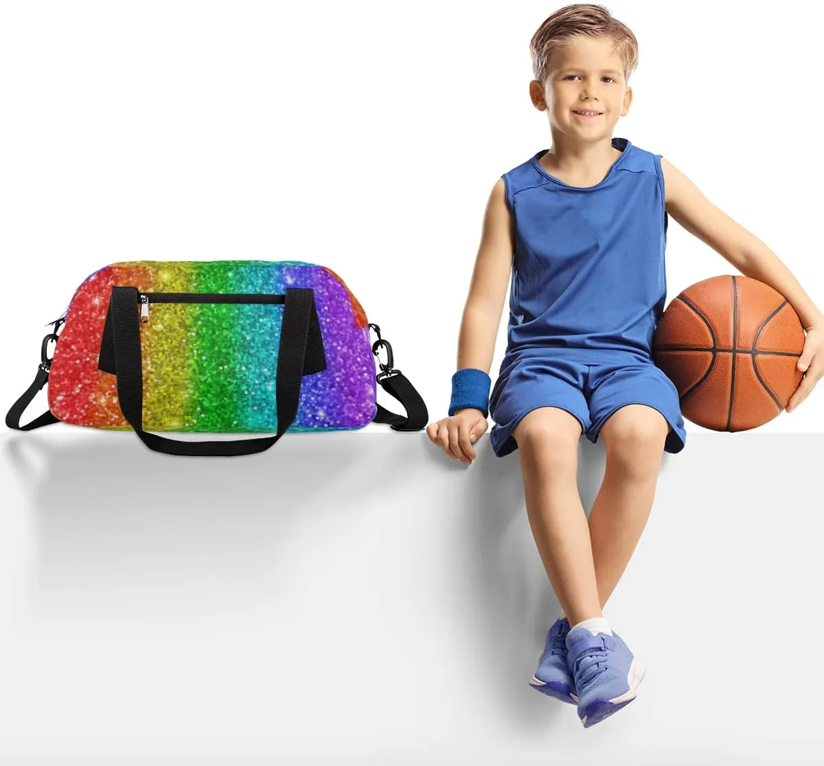 Rainbow Kids Duffel Bag for Girls Boys Teens, Rainbow Oil Painting Dance Bag Overnight Small Duffel Bag Carry On Weekend Sports Gym Travel Bag for School Practice Gymnastics Ballet