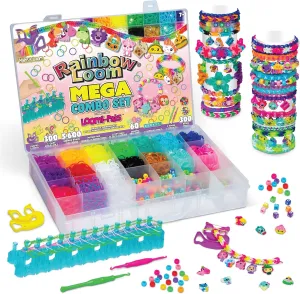 Rainbow Loom® Loomi-Pals™ MEGA Set, Features 60 Cute Assorted LP Charms, The New RL2.0, Happy Looms, Hooks, Alpha & Pony Beads, 5600 Colorful Bands All in a Carrying Case for Boys and Girls 7 