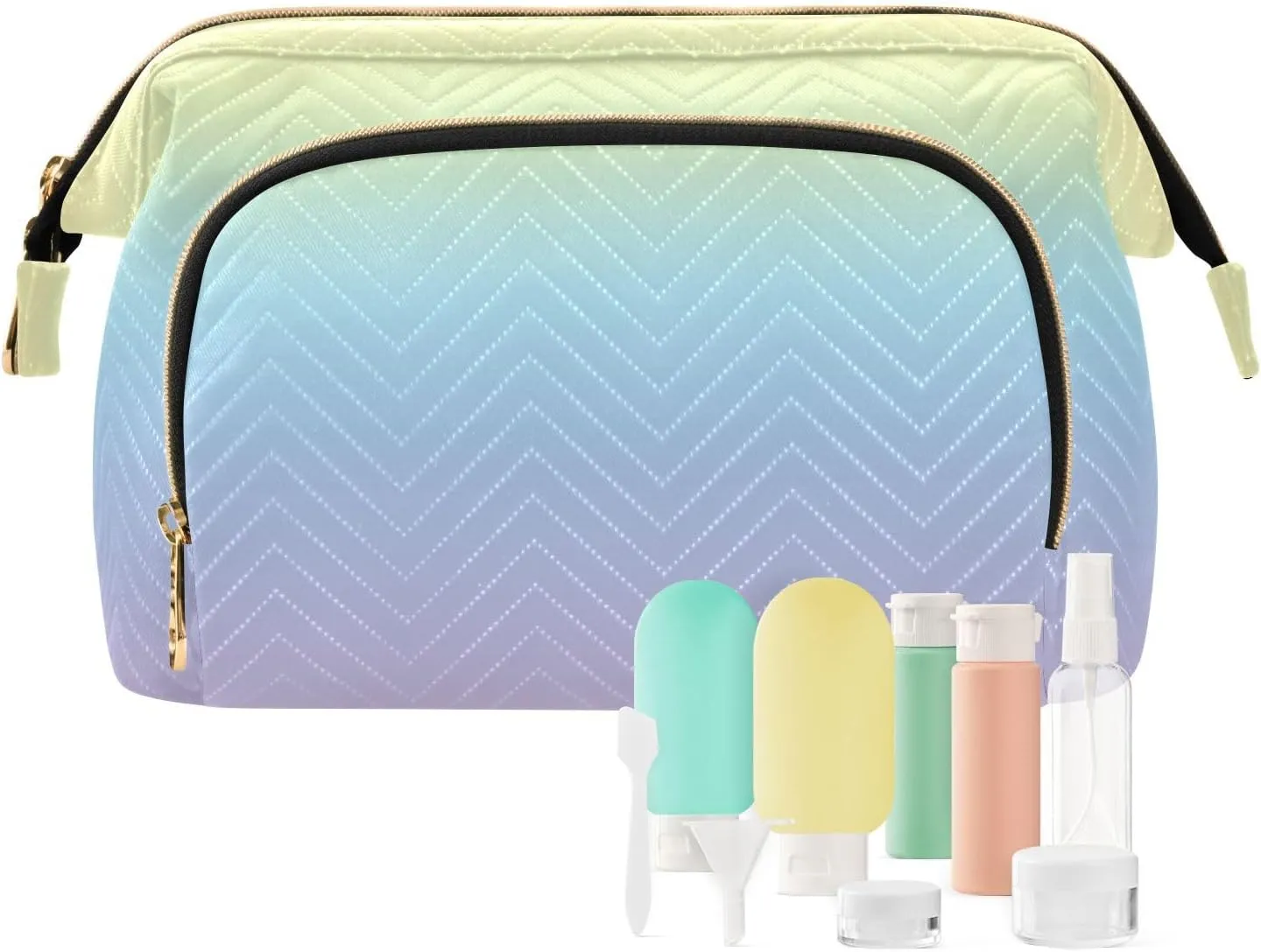 Rainbow Mix Clouds Vague Travel Bag Zipper Cosmetic Case Storage Bag Change Purse for Card Key Organizer