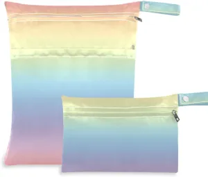 Rainbow Mix Clouds Vague washable small dry bags 2 Pack travel essentials for babies with handles for travel, daycare