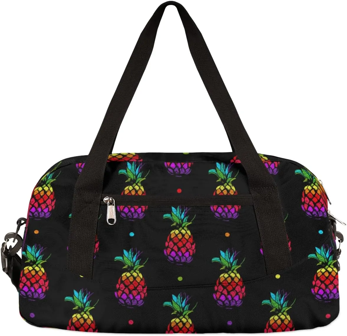 Rainbow Pineapples Kids Duffel Bag for Girls Boys Teens, Pineapples Oil Painting Dance Bag Overnight Small Duffel Bag Carry On Weekend Sports Gym Travel Bag for School Practice Gymnastics Ballet