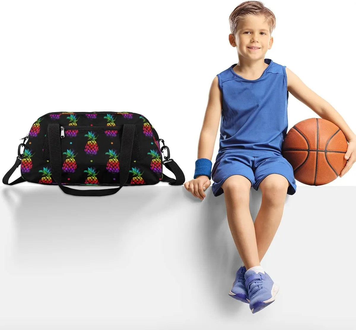 Rainbow Pineapples Kids Duffel Bag for Girls Boys Teens, Pineapples Oil Painting Dance Bag Overnight Small Duffel Bag Carry On Weekend Sports Gym Travel Bag for School Practice Gymnastics Ballet