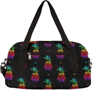 Rainbow Pineapples Kids Duffel Bag for Girls Boys Teens, Pineapples Oil Painting Dance Bag Overnight Small Duffel Bag Carry On Weekend Sports Gym Travel Bag for School Practice Gymnastics Ballet