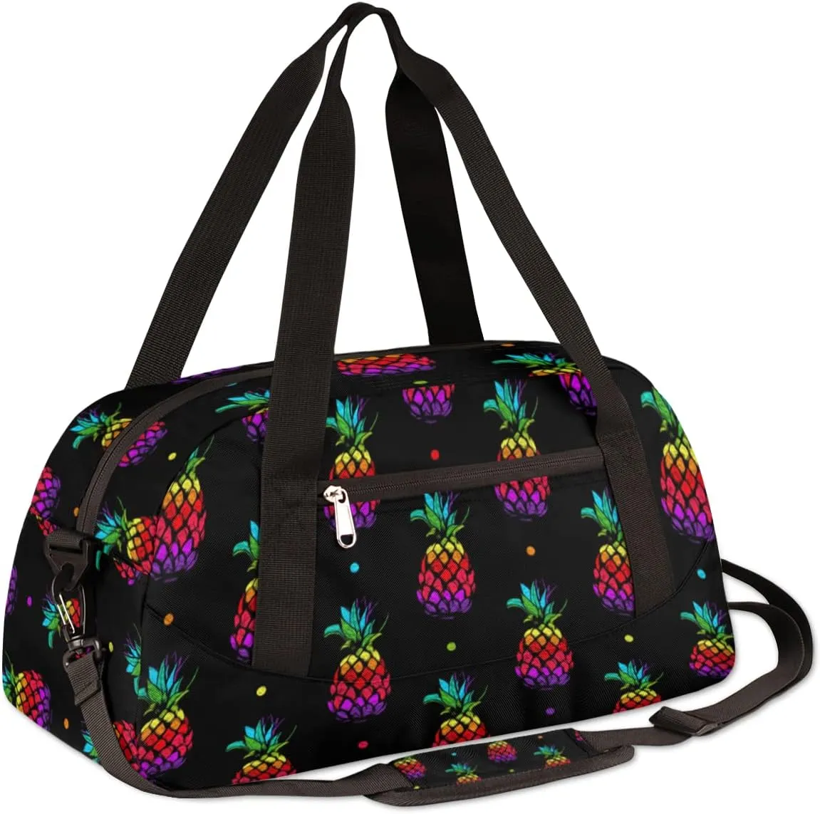 Rainbow Pineapples Kids Duffel Bag for Girls Boys Teens, Pineapples Oil Painting Dance Bag Overnight Small Duffel Bag Carry On Weekend Sports Gym Travel Bag for School Practice Gymnastics Ballet