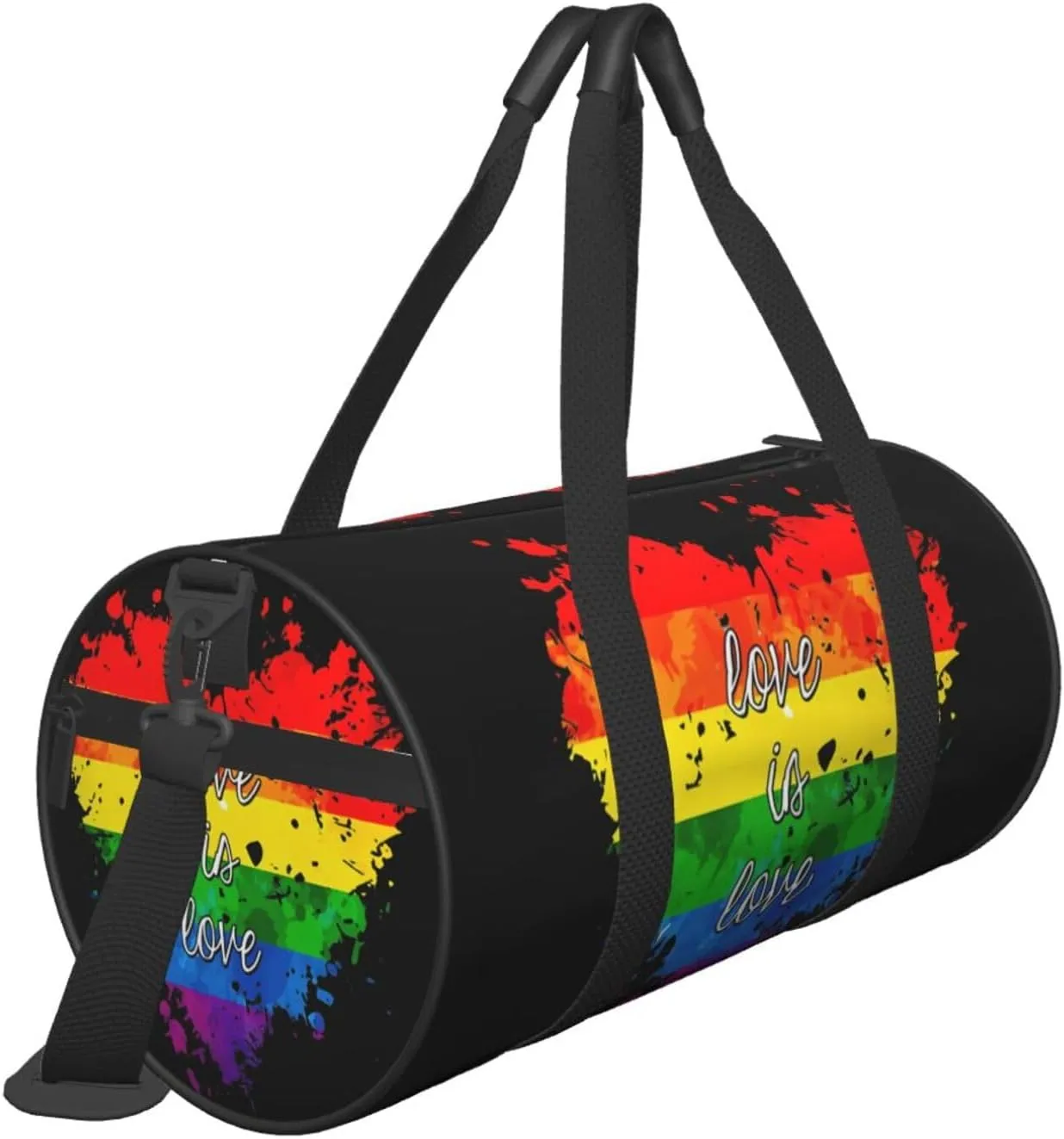 Rainbow Pride Love is love Round Travel Duffel Bag Large Capacity Gym Sports Bags for Hiking Vacation Trips