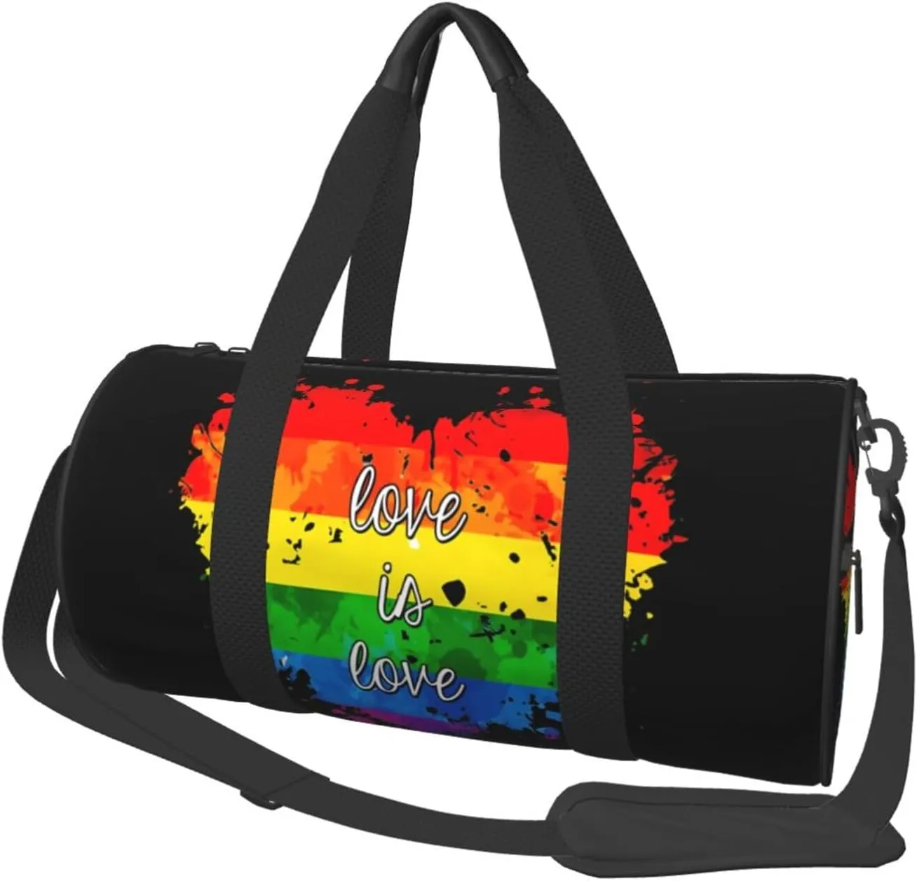 Rainbow Pride Love is love Round Travel Duffel Bag Large Capacity Gym Sports Bags for Hiking Vacation Trips