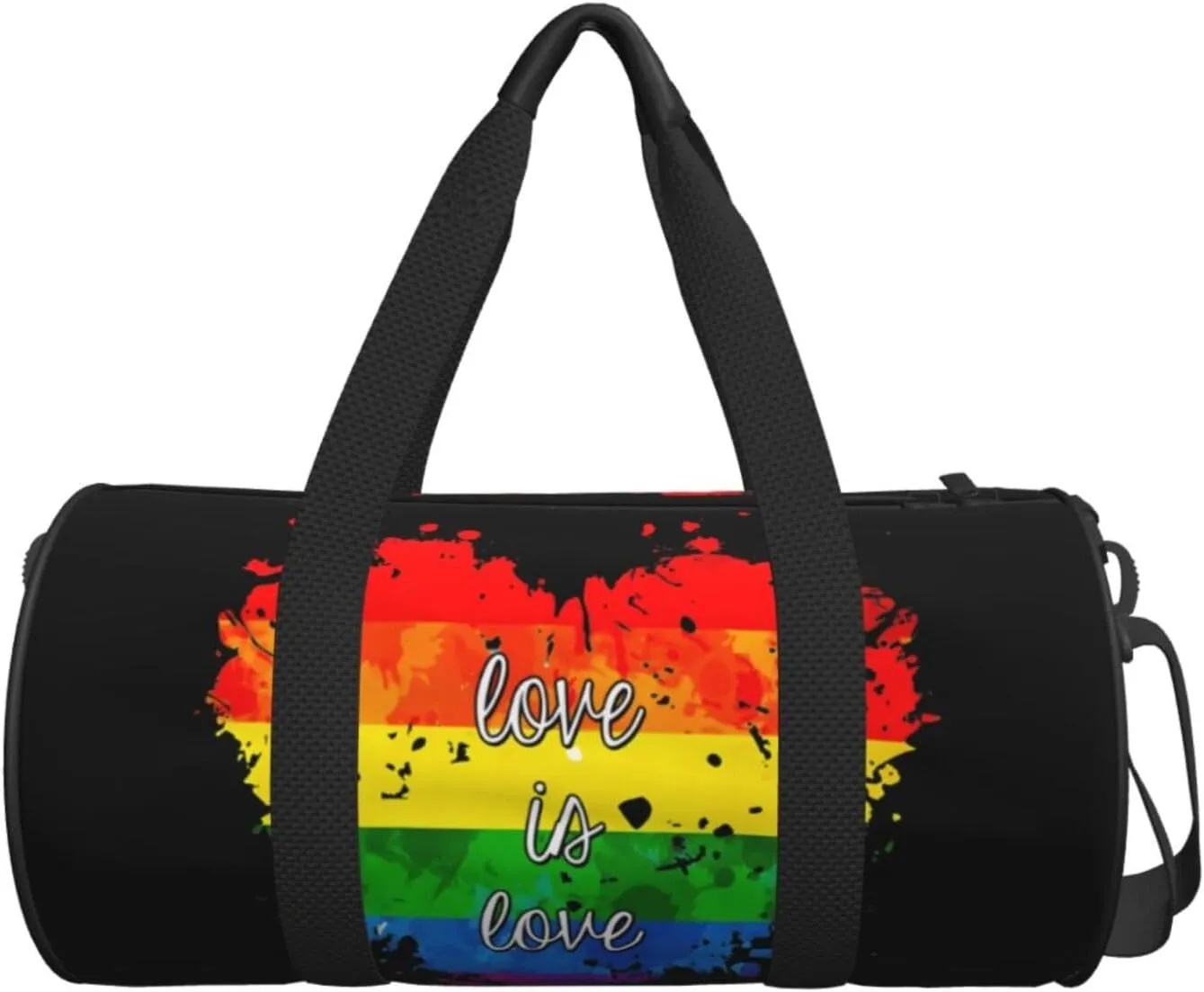 Rainbow Pride Love is love Round Travel Duffel Bag Large Capacity Gym Sports Bags for Hiking Vacation Trips