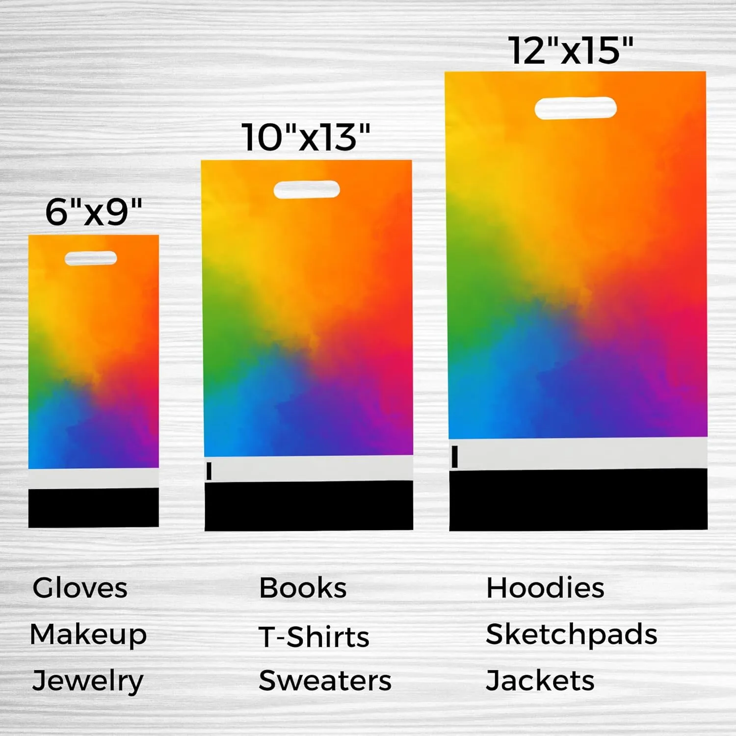 Rainbow Shipping Bags for Clothing 12x15, 50 Pack Packaging Bags, Poly Mailers Thank You Mailing Bags, Self Seal Bags for Small Businesses