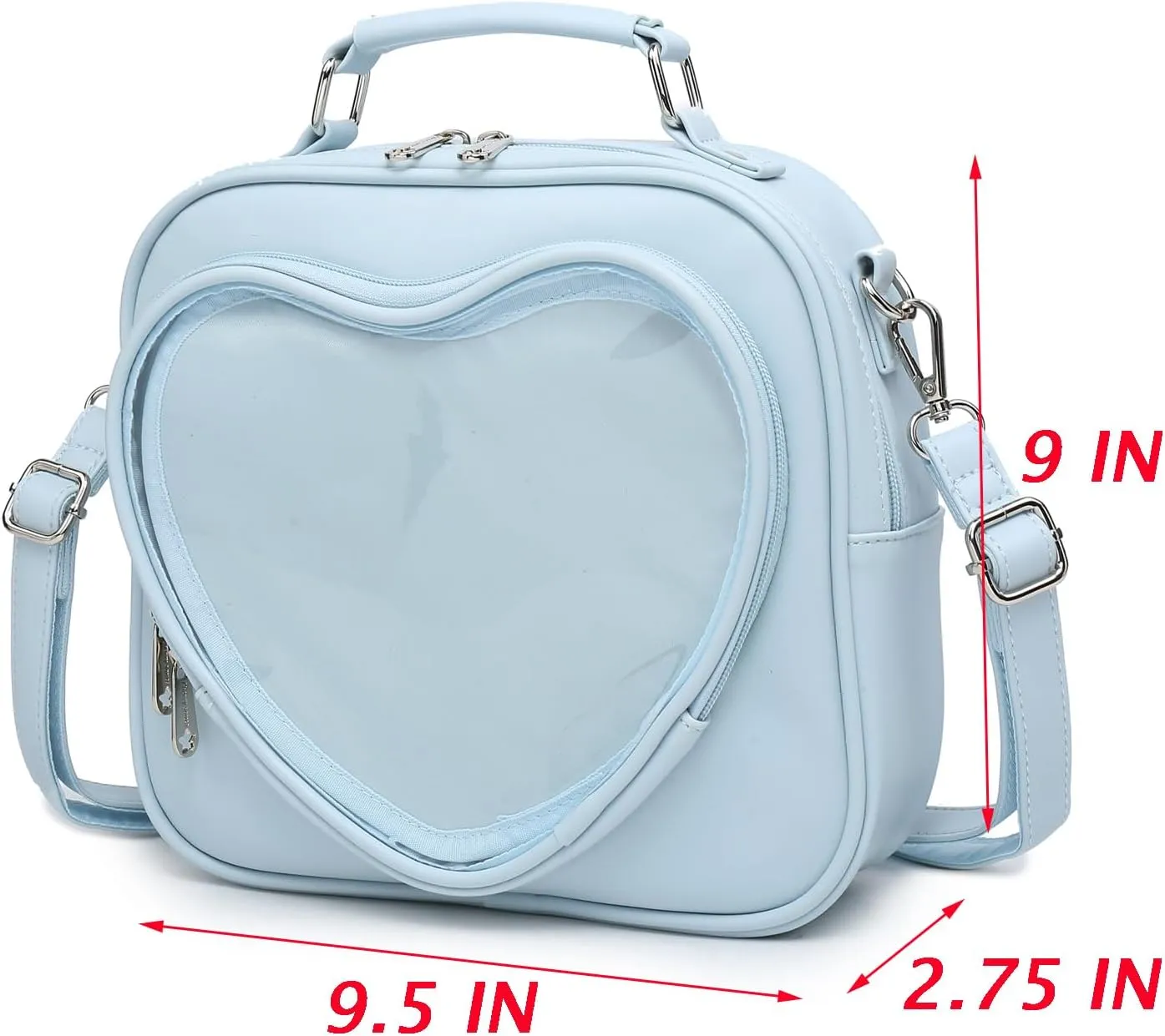 RAINBOW SMILE Ita Bag Multi-Purpose Backpack Crossbody Heart Purse Kawaii Pin Display with Insert