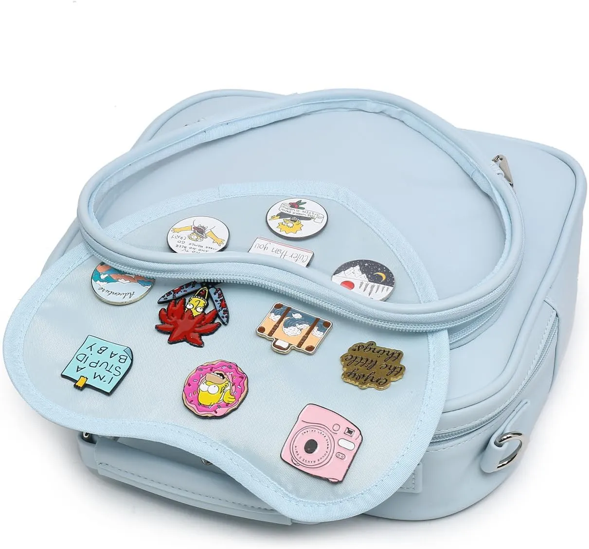 RAINBOW SMILE Ita Bag Multi-Purpose Backpack Crossbody Heart Purse Kawaii Pin Display with Insert