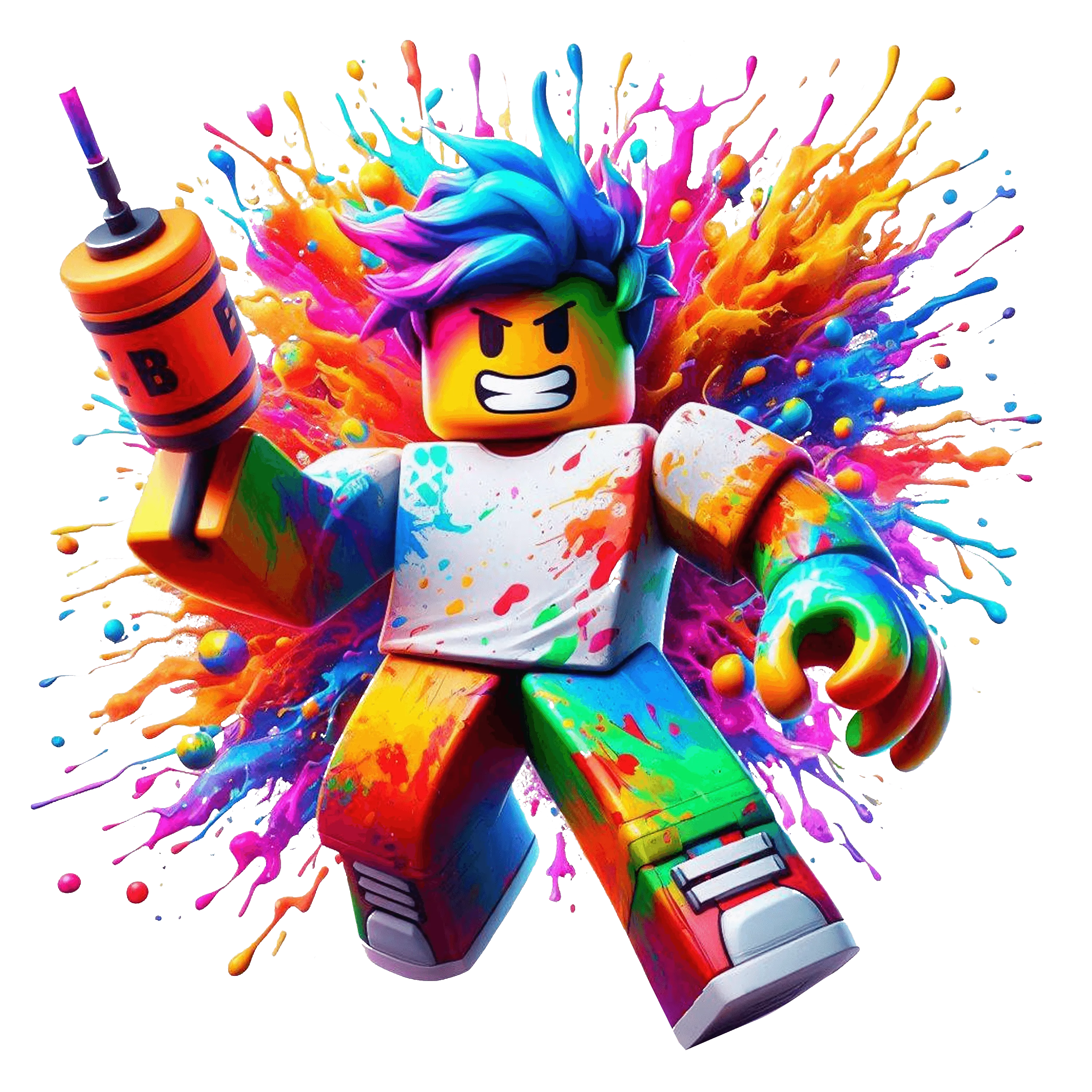 Rainbow Splatter Color Drip Roblox DTF (direct-to-film) Transfer