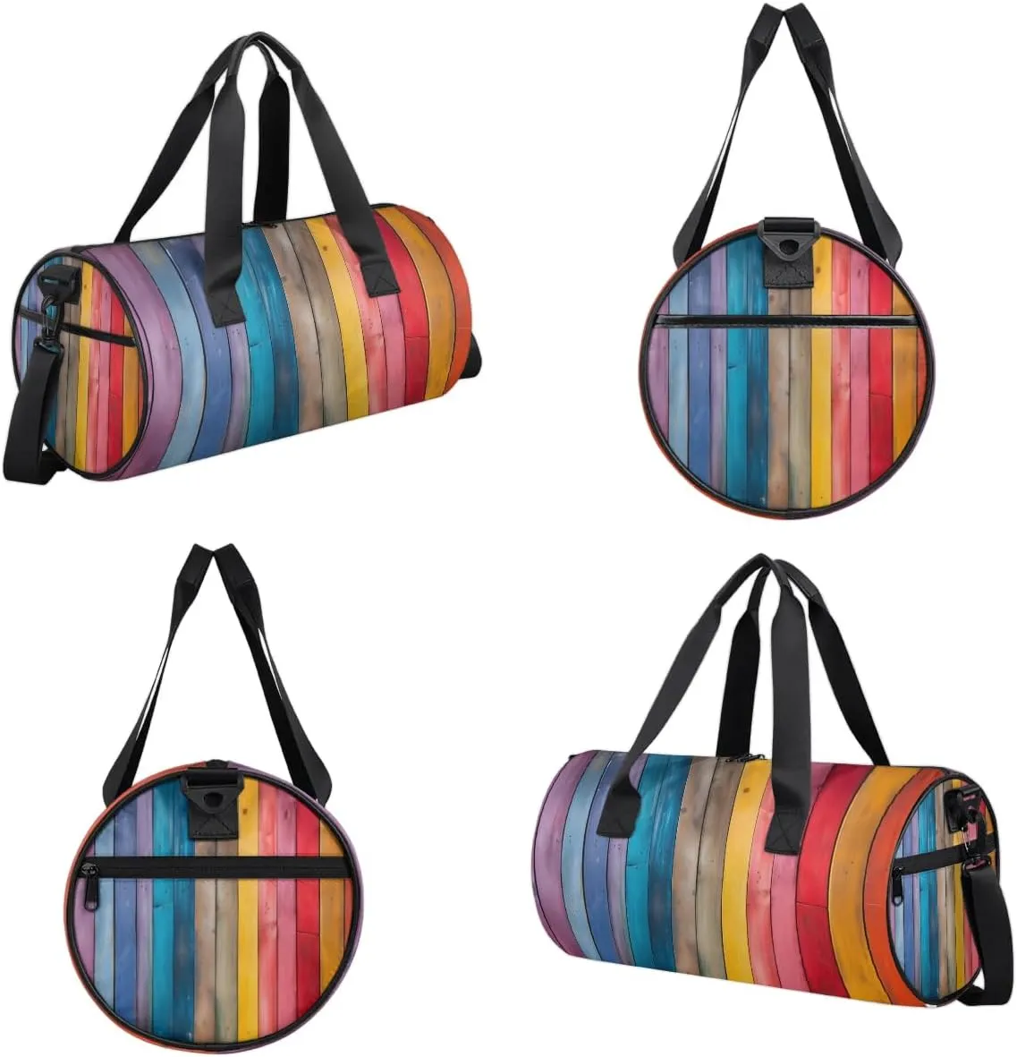 Rainbow Wood Grain Dance Bags Weekender Bags Sport Duffel Bag Carry on Overnight Bag for Men Women