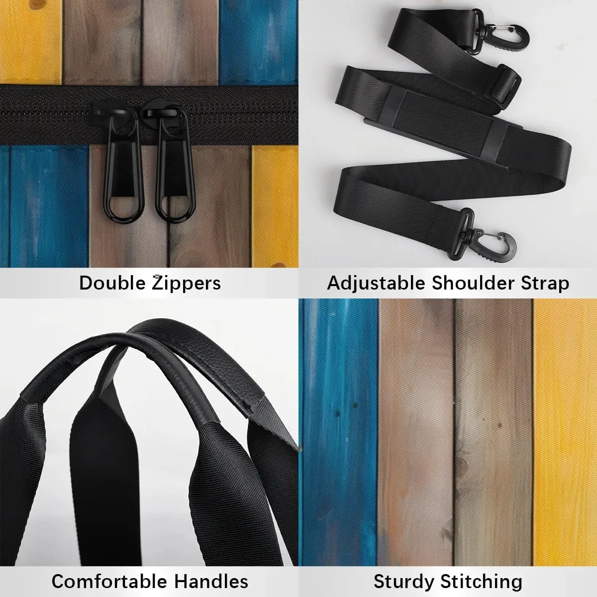 Rainbow Wood Grain Dance Bags Weekender Bags Sport Duffel Bag Carry on Overnight Bag for Men Women