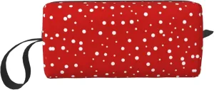 Red And White Polka Dots print Travel Cosmetic Bag Gifts for Women Portable Make Up Bags for Women Mother Sister