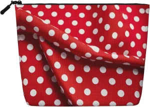 red white polka dot Print Cosmetic Bags for Women Large Capacity Purse Travel Toiletry Zipper Storage Pouch