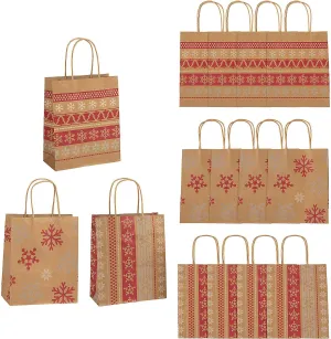 RED/WHITE NORDIC PRINT CRAFT BAG (DZ) - Party Supplies - 12 Pieces