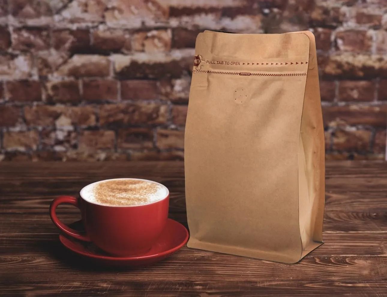 Resealable Kraft Paper Coffee Bags with Degassing Valve, Flat Bottom Side Gusset Stand Up Coffee Pouches with Zipper Lock (Pack of 100, Size for 4 oz/120 grams Coffee Beans or Ground)