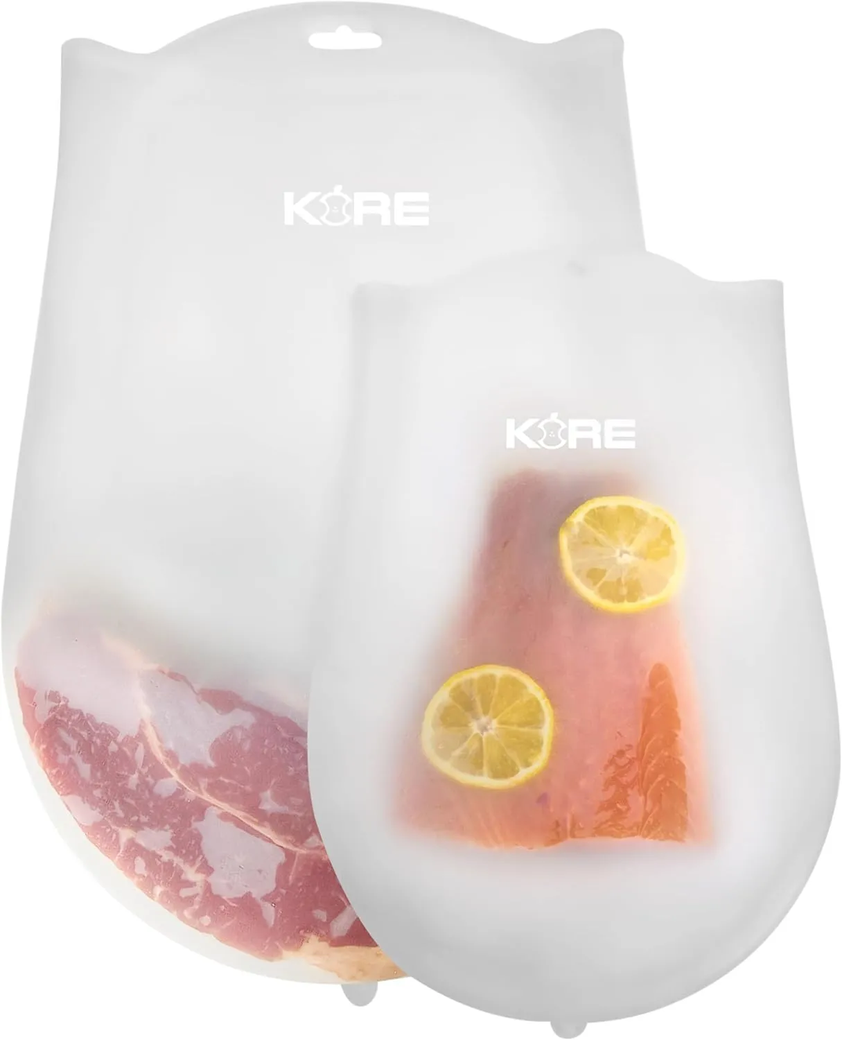 Revolutionize Sous Vide Cooking with AppleKoreLiving Sous Vide Reusable Silicone Bags | Extra Large & Large BPA Free Set | Thinner and More Flexible than Other Reusable Vacuum Seal Bags