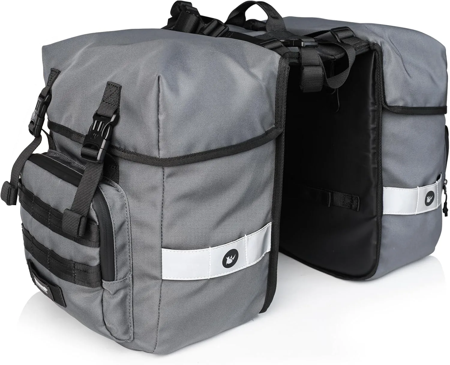 Rhinowalk Bike Pannier Bag 40L Double Pannier Bags Saddle Bags for Rear Rack Bicycles With Carrying Handle With Reflective Trim Professional Cycling Accessories-Grey