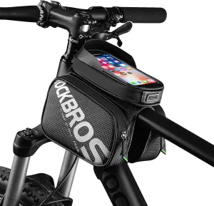 ROCKBROS Bike Frame Bag Waterproof Top Tube Phone Bag Touch Screen Cell Phone Holder Bicycle Pouch for Mountain ebike Road Bikes Compatible with iphone 11 12 13 8 X 10 XR Below 6.7''
