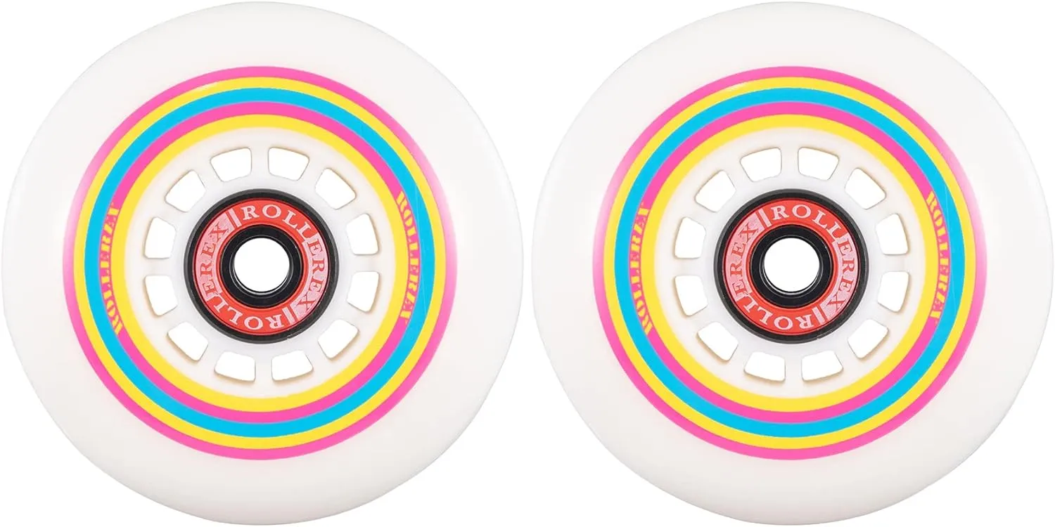 Rollerex Lollipop Boardwalk Inline Skate Wheels (2-Pack with Bearings, Spacers and Washers) (Various Size Options Available)