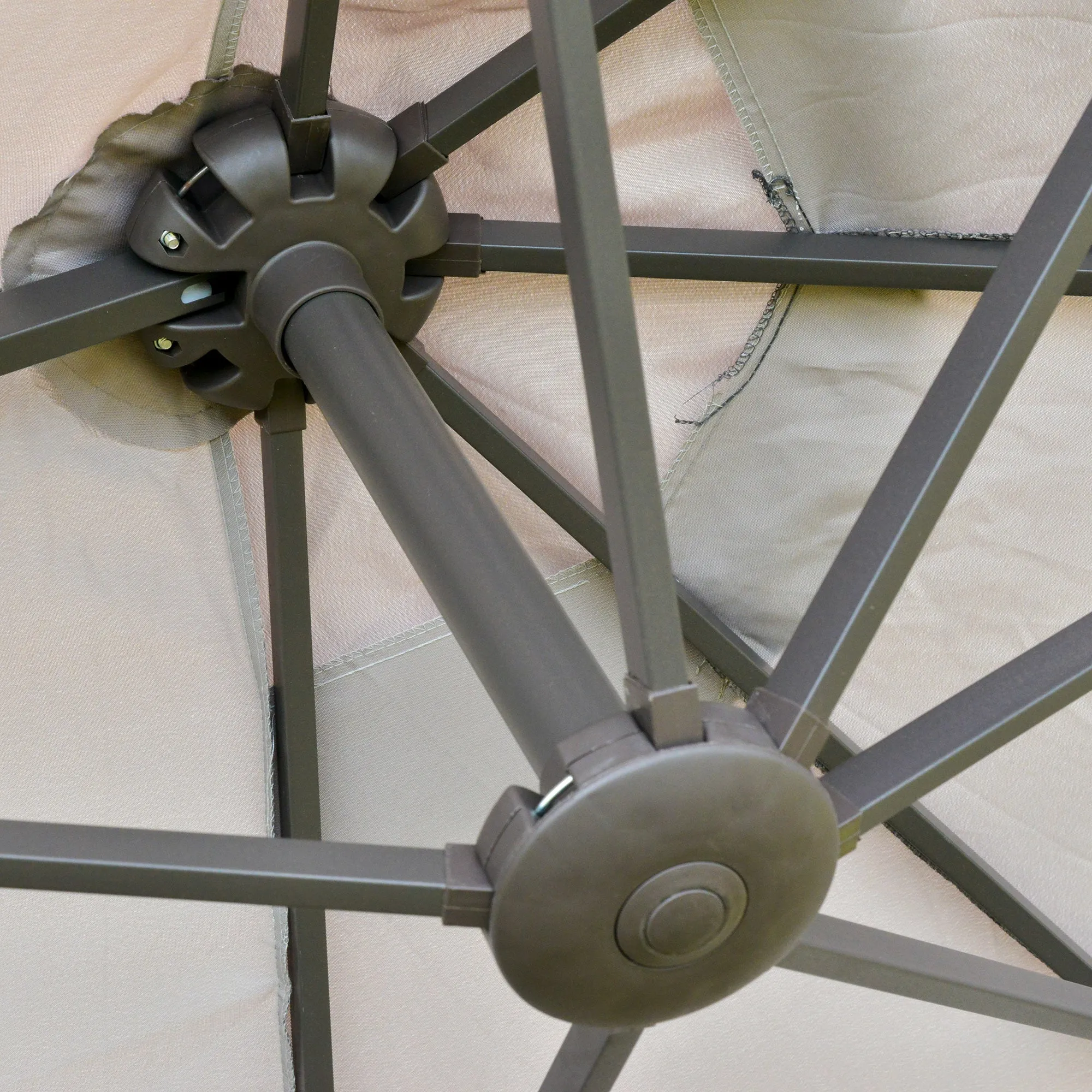 Rootz XXL Garden Parasol - Patio Umbrella - Outdoor Sunshade - High Density Steel & Polyester - 460cm x 270cm x 240cm